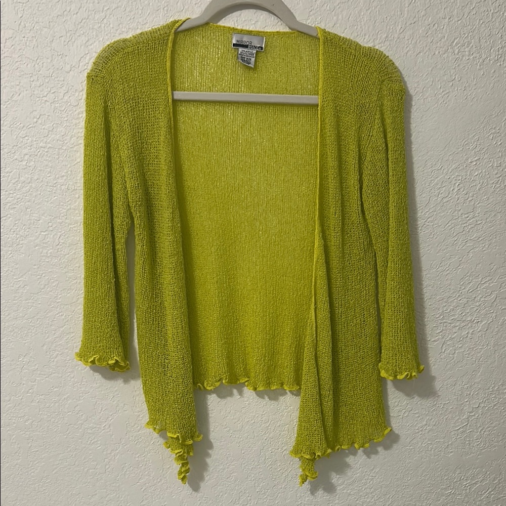 Vintage Y2K Key Lime Green Open-Front Sweater